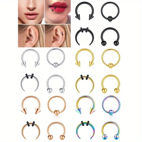 Roestvrij Stalen Hoefijzer Neusringen Barbells Septum Piercing Sieraden Vrouwen Mannen Lip Oorstokjes Zwart Goud Zilver Roségoud