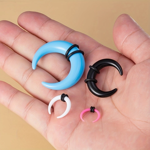Acrylic Buffalo Horn Ear Taper Ear Expander Piercing Jewelry With Black O-rings Punk Style Unisex Earring Body Jewelry