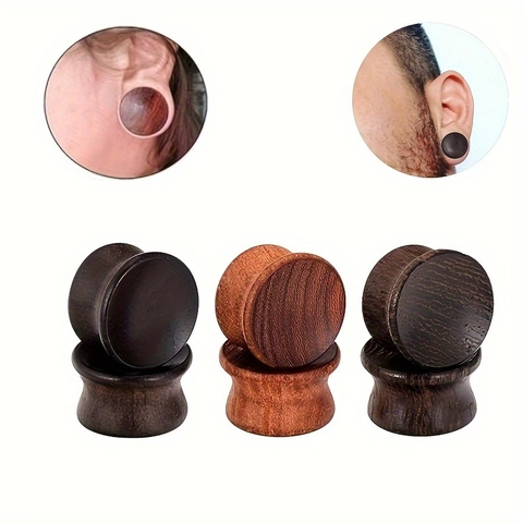 Natural Wood Ear Plugs Gauges Double Flared Saddle Ear Expanders Piercing Jewelry For Men Women Ebony Sandalwood Wenge Wood