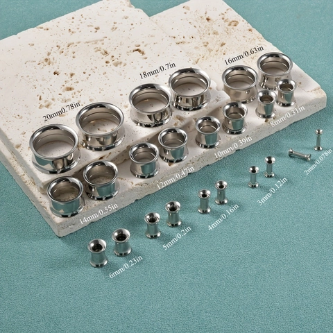 Edelstahl Ohr Tunnel Plugs Gauges Innengewinde Doppel Flare Stretching Körper Piercing Schmuck Für Herren Damen Silber
