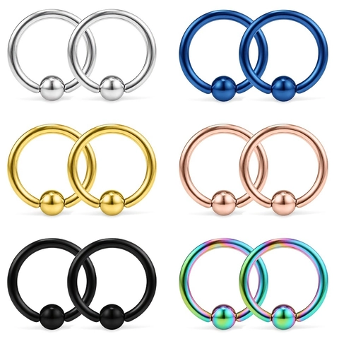 316 Stainless Steel Captive Bead Rings Multi-Size Set Hypoallergenic BCR Body Piercing Jewelry For Nose Ear Septum Cartilage Lip