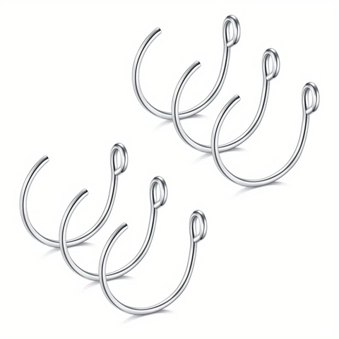Stainless Steel Non-Piercing Nose Ring Fake Septist Piercing Hoop U-Shape Clip On Nose Studs Body Jewelry For Unisex Daily Party Polished Smooth Mixed Colors