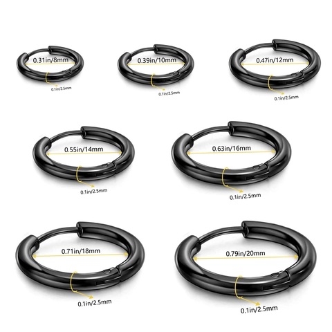 Minimalist Stainless Steel Hoop Earrings For Men Women Round Hinged Huggie Jewelry Classic Gold Silver Black Blue Rose Gold Fashion