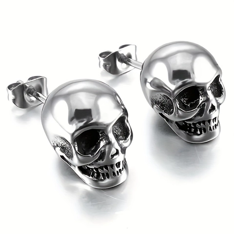 Totenkopf Ohrstecker Zinklegierung Retro Punk Gothic Halloween Dunkler Stil Schmuck Für Damen Herren Mit Edelstahl Ohrstecker
