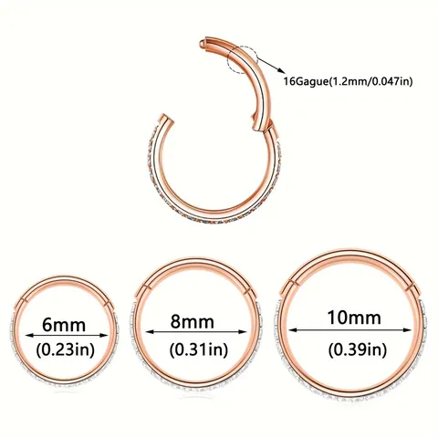 Anello al Naso Septum Clicker in Acciaio Inossidabile 316L Anello a Segmento a Cerniera Zirconia Opale Gioielli Unisex