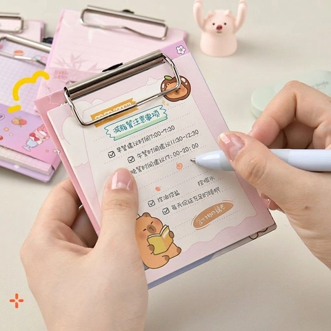 Mini Appunti a Clip in Metallo con Cartone Animato Orso Blocco per Appunti Portatile Non Adesivo per Scuola Ufficio Studenti Regalo