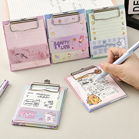 Mini Appunti a Clip in Metallo con Cartone Animato Orso Blocco per Appunti Portatile Non Adesivo per Scuola Ufficio Studenti Regalo