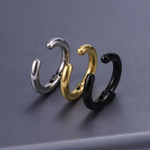 Stainless Steel Non Pierced Ear Clips For Men Women Minimalist Hoop Earrings Round Jewelry Gold Black Silver Fake Body Piercing Buckle