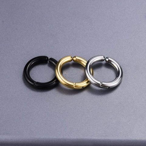Stainless Steel Non Pierced Ear Clips For Men Women Minimalist Hoop Earrings Round Jewelry Gold Black Silver Fake Body Piercing Buckle