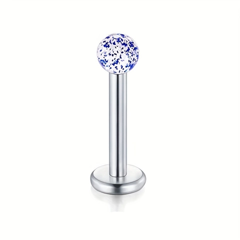 Acrylic Sequin Labret Studs Stainless Steel UV Soft Rod Lip Bone Nail Piercing Jewelry For Women Men Colorful Sparkle