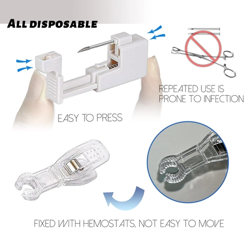 Professionele Roestvrijstalen Body Piercing Kit Met Gereedschapspistool Alcoholpads En Sieraden Voor Wenkbrauw Lip Neus Septum Buik Tepel Piercing