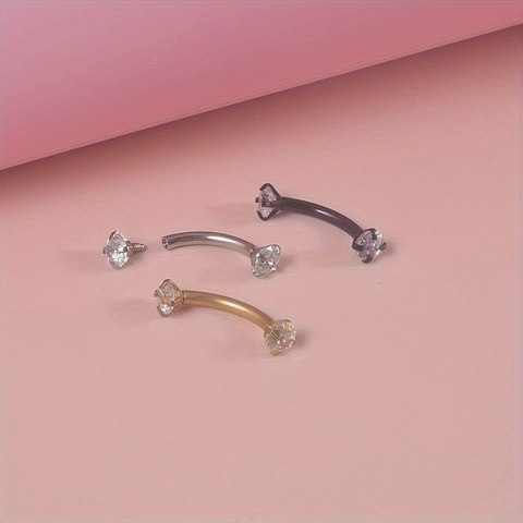 316L Acier Inoxydable Piercing d'Arcade Haltère Courbé Zircone Boule Pointe Bijoux Ensemble pour Femmes Hommes Accessoires Mode