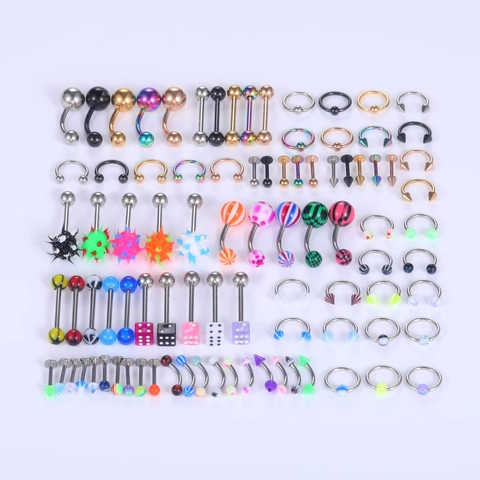 Professional Body Piercing Tool Kit Stainless Steel Needles Clamps Jewelry 14G 16G Nose Lip Belly Ring Alcohol Pads Gloves