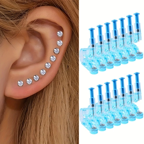 Disposable Ear Piercing Gun Kit With 316L Stainless Steel Zircon Stud Earrings Sterile Painless Manual Piercer Jewelry Tool