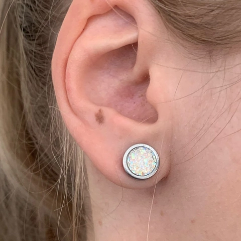 Boucles d'Oreilles Clous Barbell en Acier Inoxydable Unisexe Rond Druzy Faux Cristal Incrusté Punk Bijoux pour Hommes Femmes