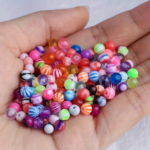 5mm Acrylic Piercing Jewelry Replacement Balls Mixed Colors Striped Glitter Spherical Beads For Tongue Belly Lip Piercing Accessories