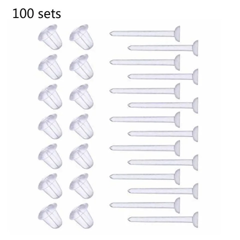 Boucles d'oreilles Clous en Plastique Invisibles Transparentes Ensemble de Tiges et Fermoirs en Résine Hypoallergénique pour Oreilles Sensibles Bijoux de Piercing Unisexes