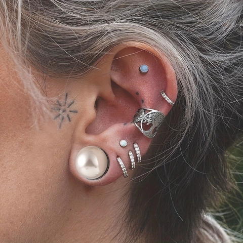 Stainless Steel Faux Artificial Pearl Ear Plugs Gauges Tunnels Body Piercing Jewelry Unisex Gold Silver Black Expander With Rubber Ring