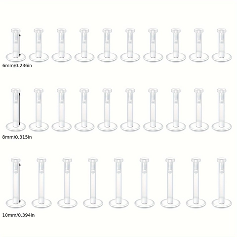Clear Acrylic Lip Stud Piercing Retainer Set Transparent Labret Stud Earring Insert Rod Body Piercing Jewelry Set For Men Women