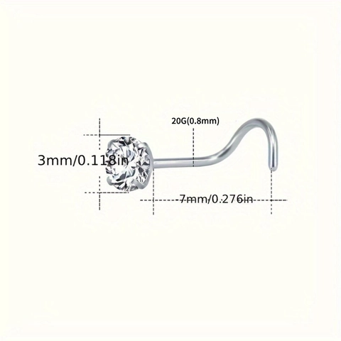 Piercings De Nez En Acier Inoxydable Étoile Cœur Et Rond Oxydes De Zirconium Bijoux De Piercing En Forme De L Hypoallergénique