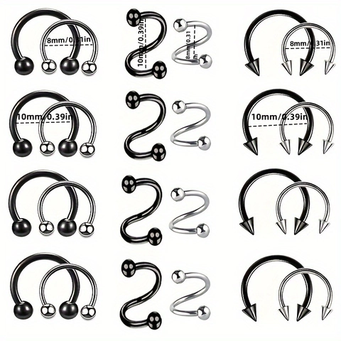 Stainless Steel Nose Rings Horseshoe Septum Piercing Jewelry Ball Cone Spiral Hypoallergenic Body Jewelry For Women Men