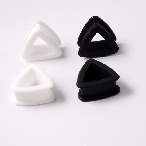 Triangle Silicone Ear Tunnels Gauges Hollow Saddle Piercing Plugs Body Jewelry For Men Women Black White Decorative Ear Expanders