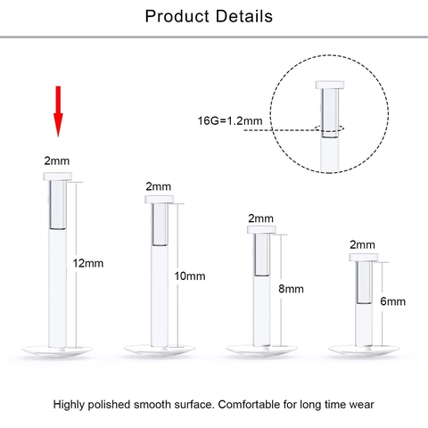 Bioflex Acrylic Clear Labret Studs Invisible Lip Rings Earring Cartilage Tragus Piercing Retainers 16G Unisex Body Jewelry