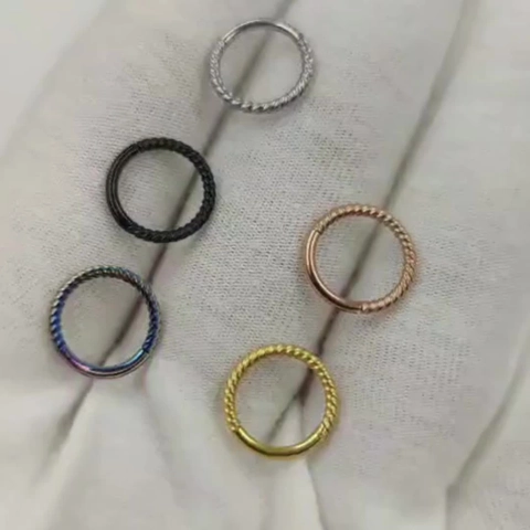 Roestvrijstalen Gedraaide Scharnierende Segmentring Neusring Oorkraakbeen Knop Piercing Sieraden Voor Mannen Vrouwen Goud Zilver Zwart Regenboogkleur