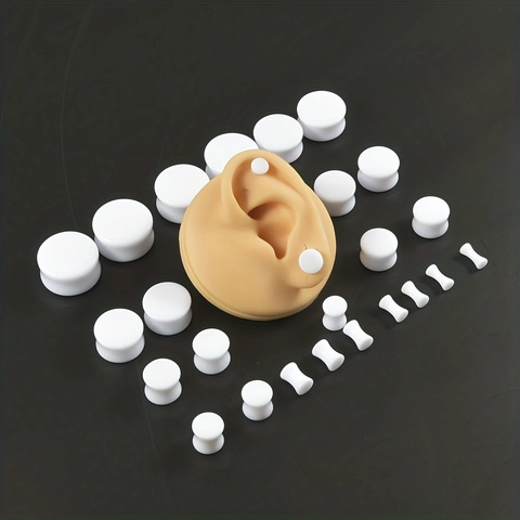 Weiße Acryl Sattel Ohr Plugs Gauges Körper Piercing Schmuck Für Herren Damen Poliertes Festes Dehnung Erweiterung Zubehör
