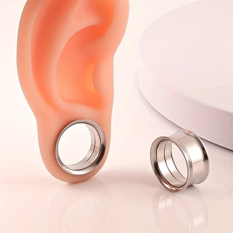 Stainless Steel Ear Tunnels Internal Thread Double Flare Hollow Gauges Piercing Jewelry For Men Women Daily Accessory