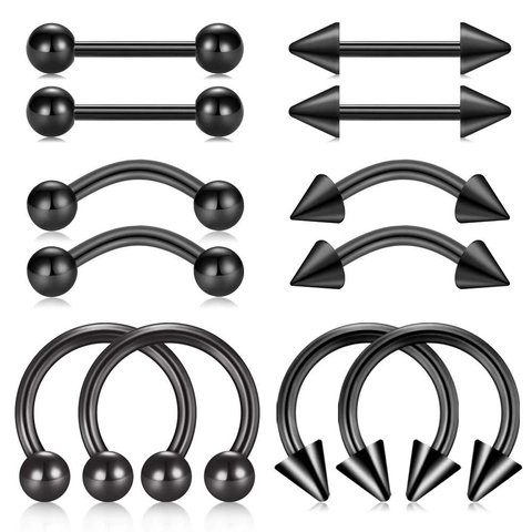 Stainless Steel Body Piercing Jewelry Combination Studs Horseshoe Barbells Nose Rings Eyebrow Ear Cartilage Jewelry For Women Men Punk