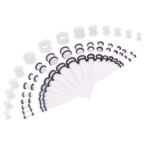 White Acrylic Ear Taper And Plug Stretching Kit With Silicone O-Rings Body Piercing Jewelry Expander Set For Men Women
