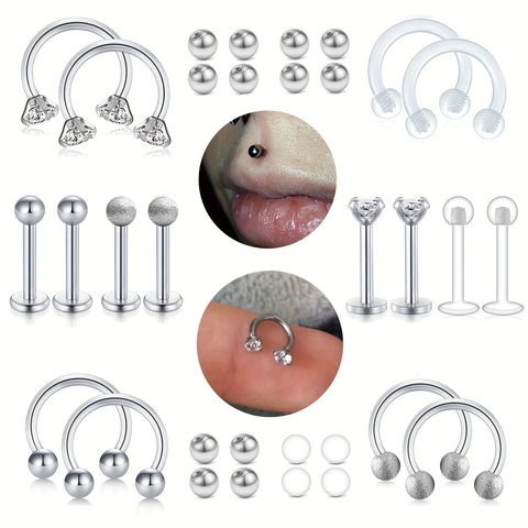 Anillo de Labios de Acero Inoxidable Herradura Barbell Bola de Acrílico Zirconia Joyería de Piercing Accesorio de Body Art