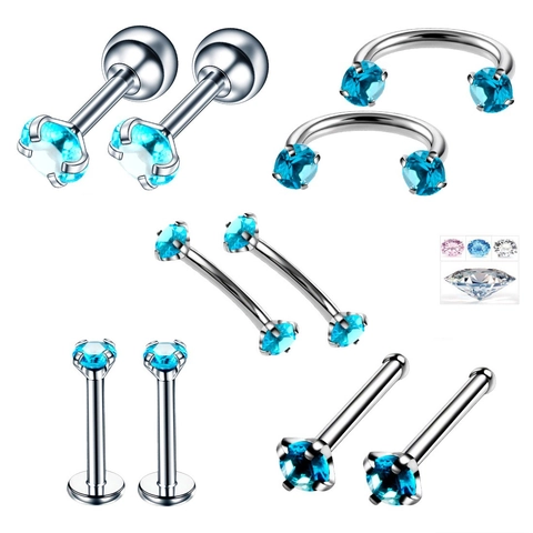 Roestvrij Staal Zirkonia Neusringen Lippenpluggen Wenkbrauwstaven Helix Oorpiercing Sieraden Collectie Voor Heren Dames Lichaamsaccessoires