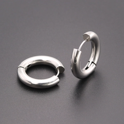 Pendientes de Aro de Acero Inoxidable Para Hombre Mujer Pendientes de Aro Gruesos Oro Plata Negro Joyería de Moda Regalo