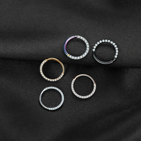 Edelstahl Segmentring Mit Scharnier Und Klarem Zirkonia Nasenring Knorpel Helix Ohrring Lippen Piercing Schmuck Für Unisex