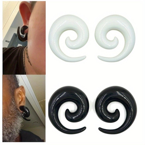 Acryl Spiraal Slak Oorpiercings Expander Stretching Sieraden Voor Mannen Vrouwen Zwart Wit Lichaamssieraden