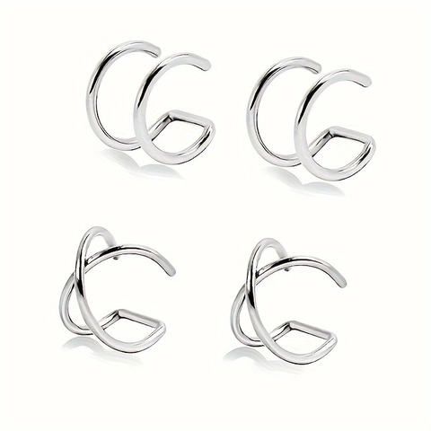 Edelstahl Ohrklemmen Für Herren Damen Ohne Ohrlöcher Geometrische Fake Knorpel Ohrringe Punk Minimalistische Clip On Schmuck