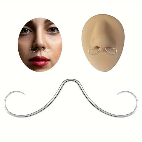 Stainless Steel Mustache Shape Septum Nose Ring Funny Mustache Piercing Jewelry For Halloween Cosplay Party Unisex Body Jewelry