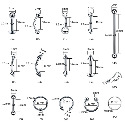 Professional Stainless Steel Body Piercing Kit With Piercing Needles Clamps Gloves Alcohol Pads Silver Body Jewelry Piercing Tool Set
