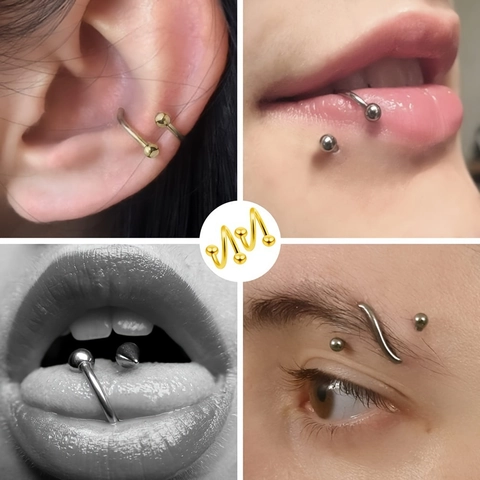 Roestvrij Staal Spiraal Lipring Oorkraakbeen Stecker 16G Twister Barbell Body Piercing Sieraden Goud Zilver Zwart Voor Unisex