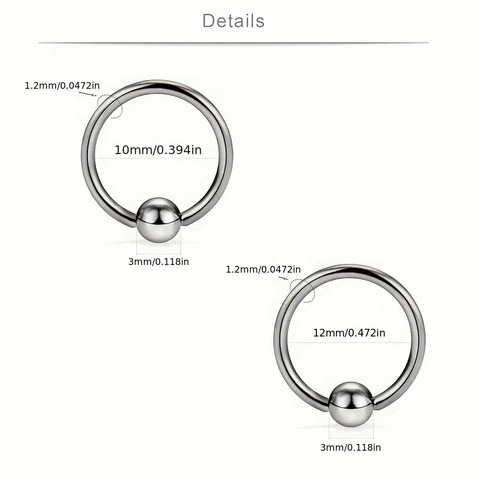 Stainless Steel Captive Bead Ring Body Piercing Jewelry Set For Nose Ear Lip Multi Color Unisex Piercing Ring Jewelry