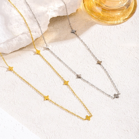 Vierblättrige Kleeblatt Kette Titanstahl Schlüsselbeinkette Minimalistischer Blumenanhänger Eleganter Schmuck Für Damen