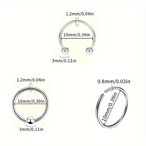 Stainless Steel Nose Ring Septum Piercing Jewelry Horseshoe Hoop CBR Multi Style Set For Men Women Punk Body Jewelry