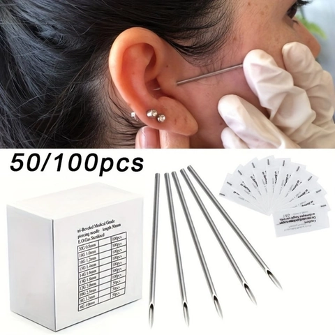 Professionele Steriele Piercing Naalden Roestvrij Staal Holle Naalden Voor Oor Neus Tong Buik Lichaam Piercing Tool