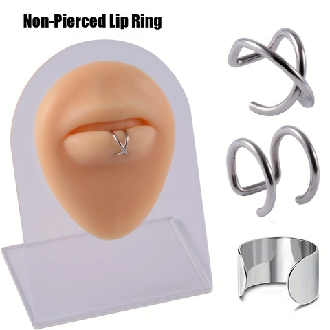 Edelstahl Ohrklemme Lippenring Ohne Ohrloch Knorpel Clip Auf Ohrringe Geometrischer Minimalistischer Schmuck Für Herren Damen