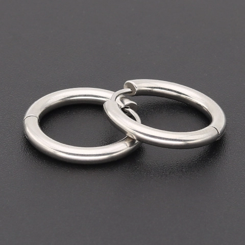 Boucles d'Oreilles Créoles Minimalistes en Acier Inoxydable Titane pour Hommes Femmes Cercle Géométrique Rond Poli Bijoux de Mode