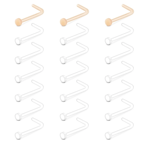 Acrylic L-Shaped Nose Studs Piercing Jewelry Nude And Transparent Colors Bioflex Plastic Invisible Nose Bone Retainer For Men Women