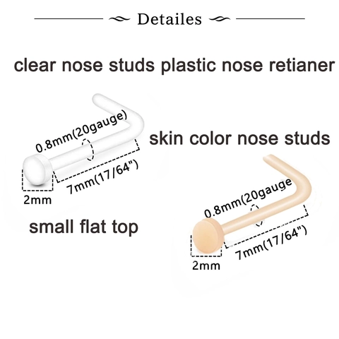 Acrylic L-Shaped Nose Studs Piercing Jewelry Nude And Transparent Colors Bioflex Plastic Invisible Nose Bone Retainer For Men Women