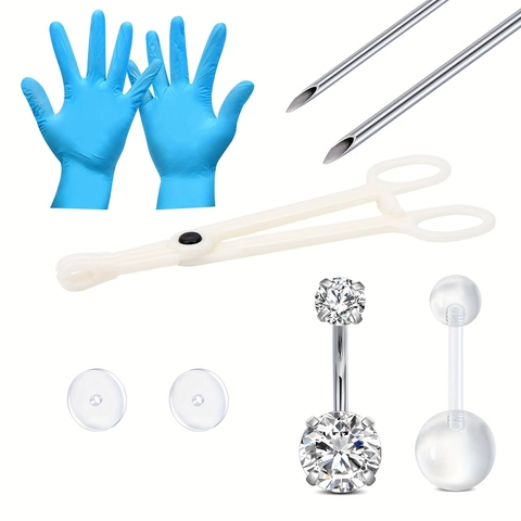 Roestvrij Staal Buiknavelring Piercing Tools Kit Met Zirkoon Acryl Strass Lichaamsjuwelen Voor Unisex Mode Decoratie